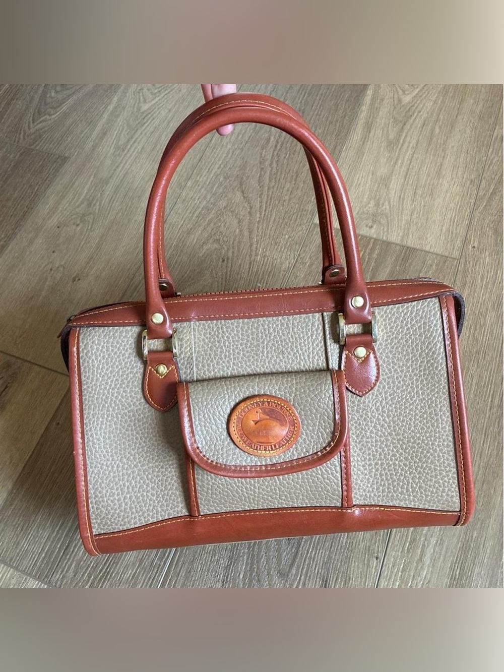Vintage Dooney & Bourke Two Tone Pebble Leather Handbag